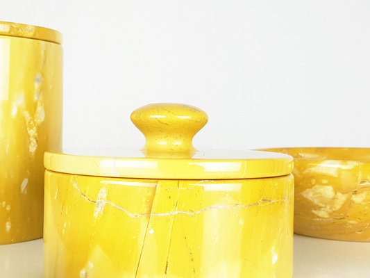 Yellow Marble Bowls and Boxes, 1970s, Set of 4-RD-1822109