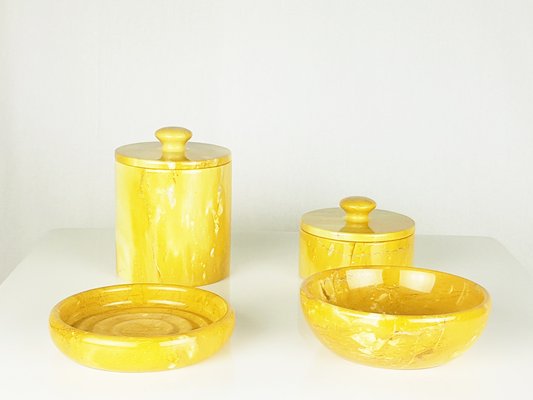 Yellow Marble Bowls and Boxes, 1970s, Set of 4-RD-1822109