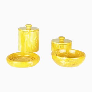 Yellow Marble Bowls and Boxes, 1970s, Set of 4-RD-1822109