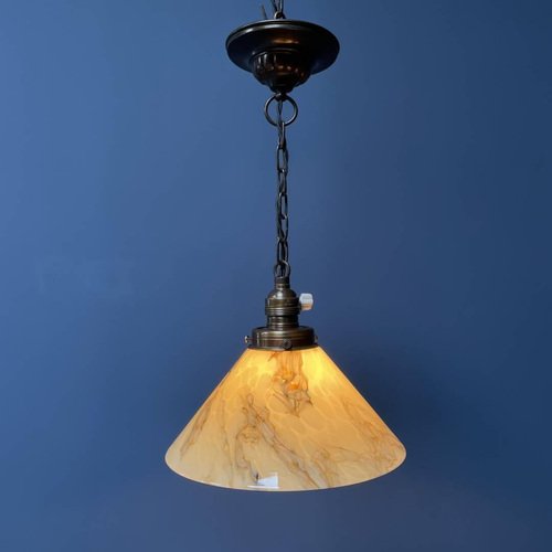 Yellow Marbled Glass Hanging Lamp