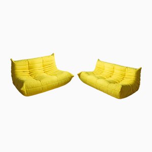 Yellow Microfiber Togo 2- and 3-Seat Sofa by Michel Ducaroy for Ligne Roset, Set of 2-IXA-819687