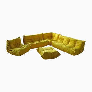 Yellow Microfiber Togo Living Room by Michel Ducaroy for Ligne Roset, Set of 5-IXA-1327600