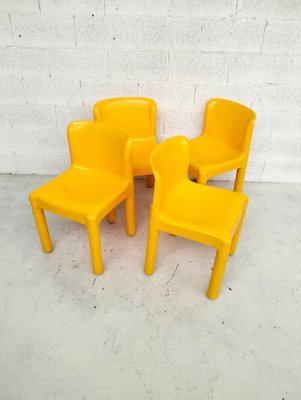 Yellow Model 4875 Chairs by Carlo Bartoli for Kartell, 1974, Set of 4-RNN-1949566