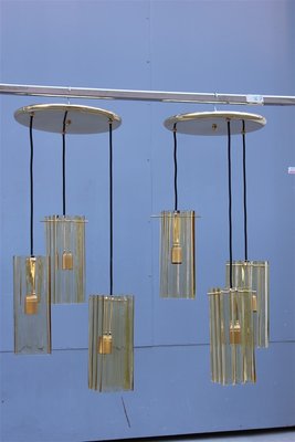 Yellow Murano Glass and Brass Ceiling Lamps from Mazzega, 1970s, Set of 2-EH-668096