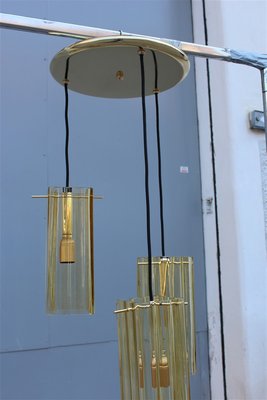 Yellow Murano Glass and Brass Ceiling Lamps from Mazzega, 1970s, Set of 2-EH-668096