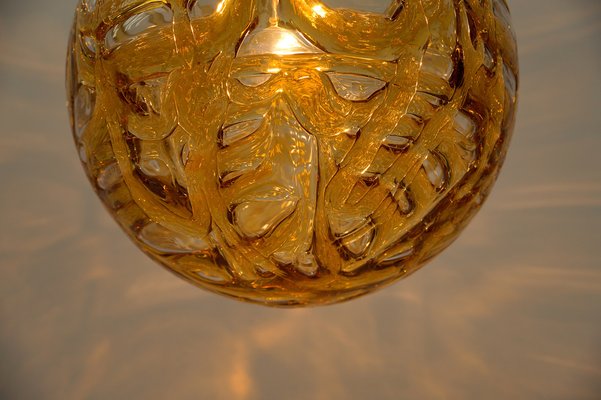 Yellow Murano Glass Ball Pendant Lamp from Doria Leuchten, 1960s-KQB-1756579