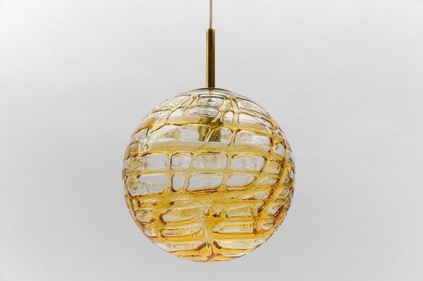 Yellow Murano Glass Ball Pendant Lamp from Doria Leuchten, 1960s-KQB-1734434