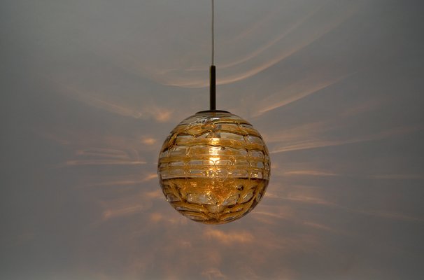 Yellow Murano Glass Ball Pendant Lamp from Doria Leuchten, 1960s-KQB-1757232