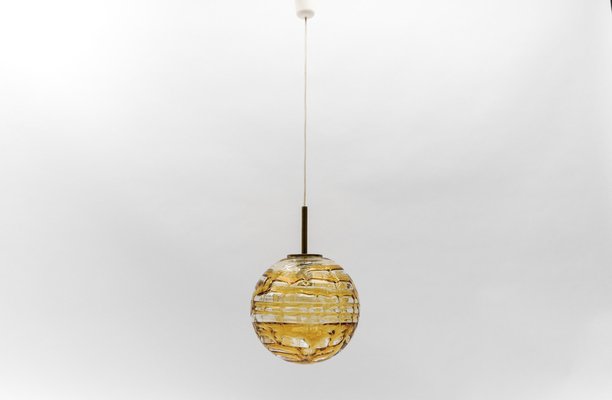 Yellow Murano Glass Ball Pendant Lamp from Doria Leuchten, 1960s-KQB-1757232