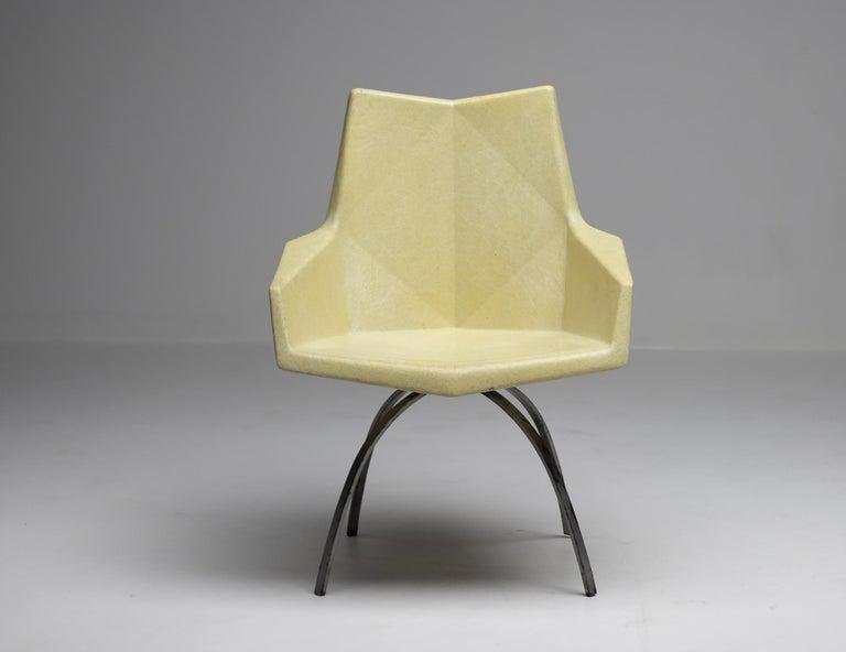 Yellow Origami Armchair on Spider Base by Paul McCobb