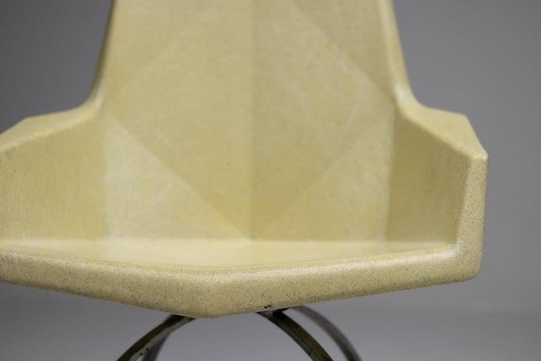 Yellow Origami Armchair on Spider Base by Paul McCobb