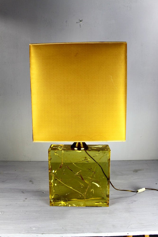 Yellow Resin Table Lamp by Pierre Girardoux, 1960s