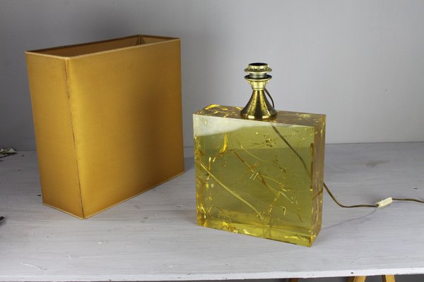 Yellow Resin Table Lamp by Pierre Girardoux, 1960s-FKQ-1758425