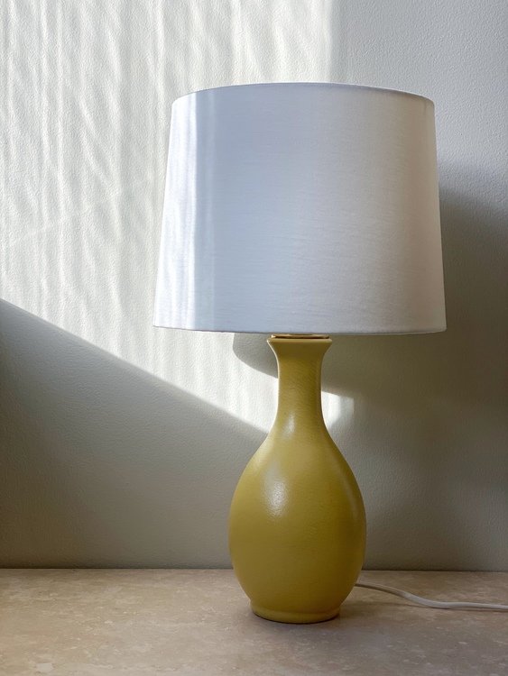 Yellow Sculptural Ceramic Lamp by Bo Fajans, 1940s