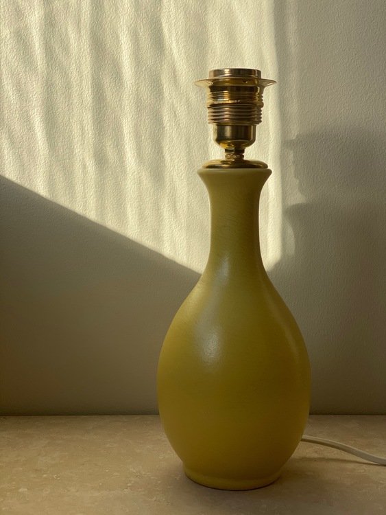 Yellow Sculptural Ceramic Lamp by Bo Fajans, 1940s