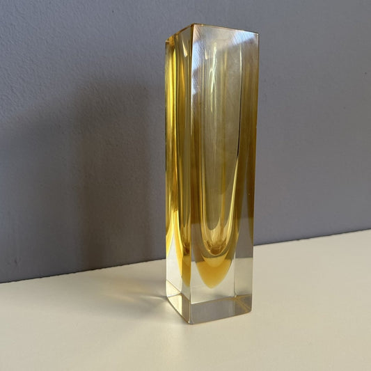 Yellow Submerged Murano Glass Vase, 1960s