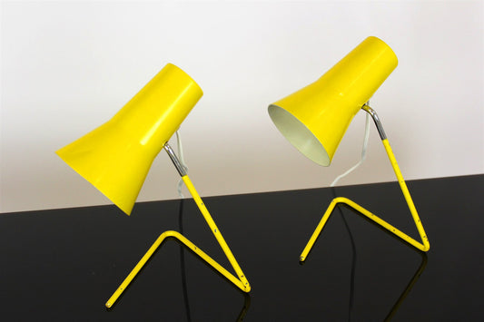 Yellow Table Lamps by Josef Hurka for Drupol, 1960s, Set of 2