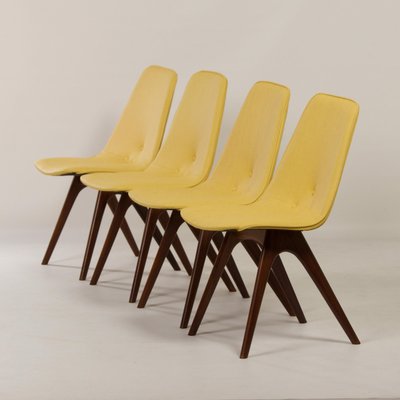 Yellow Teak Dining Chairs by Van Os, 1950s, Set of 4-ZT-1090237