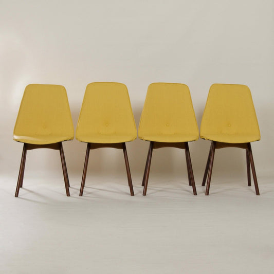 Yellow Teak Dining Chairs by Van Os, 1950s, Set of 4