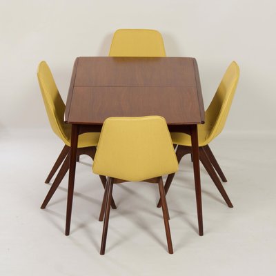 Yellow Teak Dining Chairs by Van Os, 1950s, Set of 4-ZT-1090237