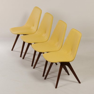 Yellow Teak Dining Chairs by Van Os, 1950s, Set of 4-ZT-1090237