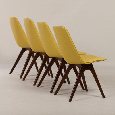 Yellow Teak Dining Chairs by Van Os, 1950s, Set of 4-ZT-1090237