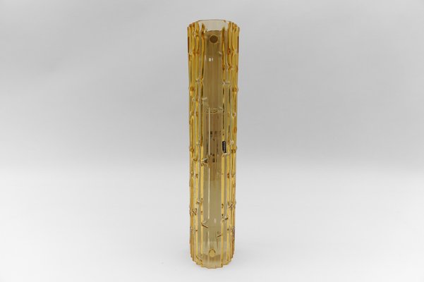 Yellow Tinted Structured Glass Sconce by Doria for Doria Leuchten, Germany, 1960s-KQB-1739513