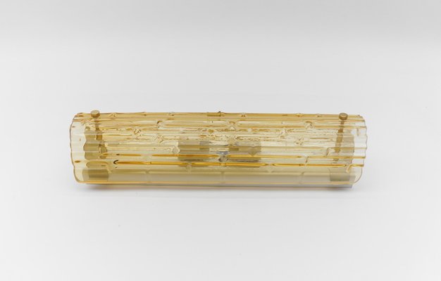 Yellow Tinted Structured Glass Sconce by Doria for Doria Leuchten, Germany, 1960s-KQB-1739513