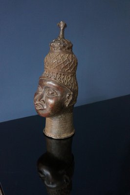 Yoruba Artist, Head, 1950s, Bronze Sculpture-DKC-589117