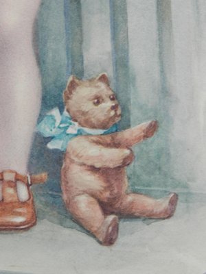 Young Child with Teddybear Watercolor by A. Reng, 1918-ARU-1004830