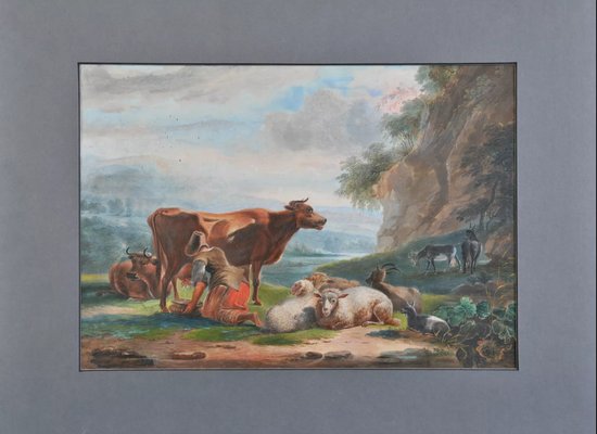 Young Girl Milking a Cow, 1859, Artwork on Paper-QOR-2023620