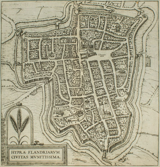 Ypra, Map from ''Civitates Orbis Terrarum'' - by F. Hogenberg - 1575 1575