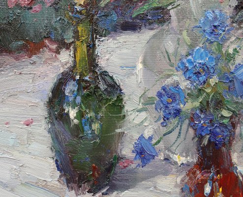 Yuriy Demiyanov, Cornflowers and Phloxes, 2023, Oil on Canvas-CHG-2037056