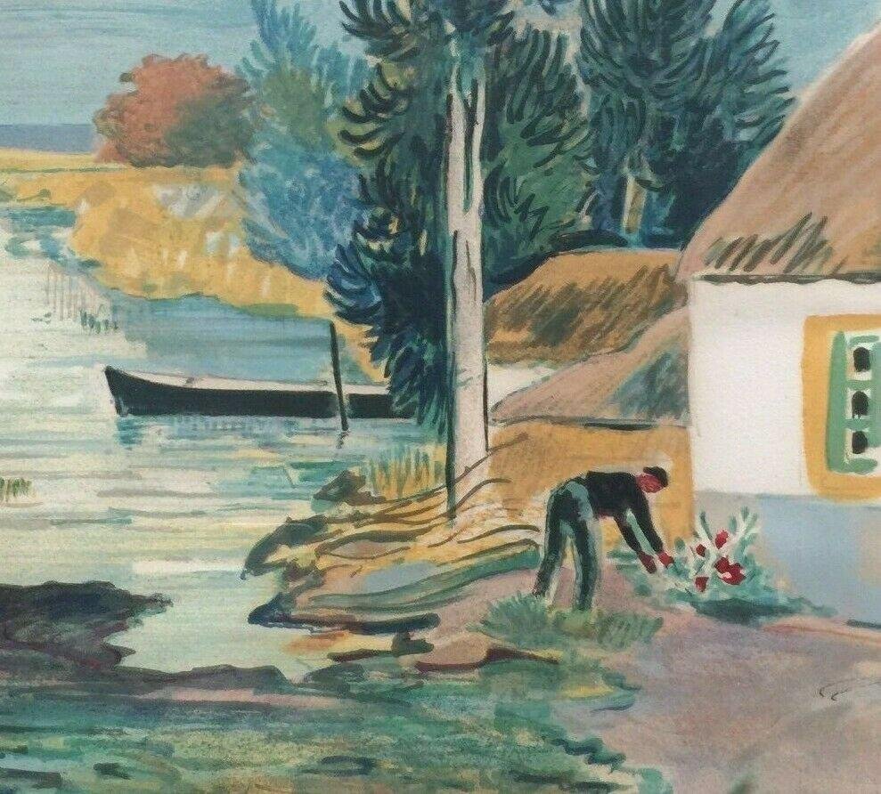 Yves Brayer, Camargue Landscape & House, 20th-Century, Lithograph