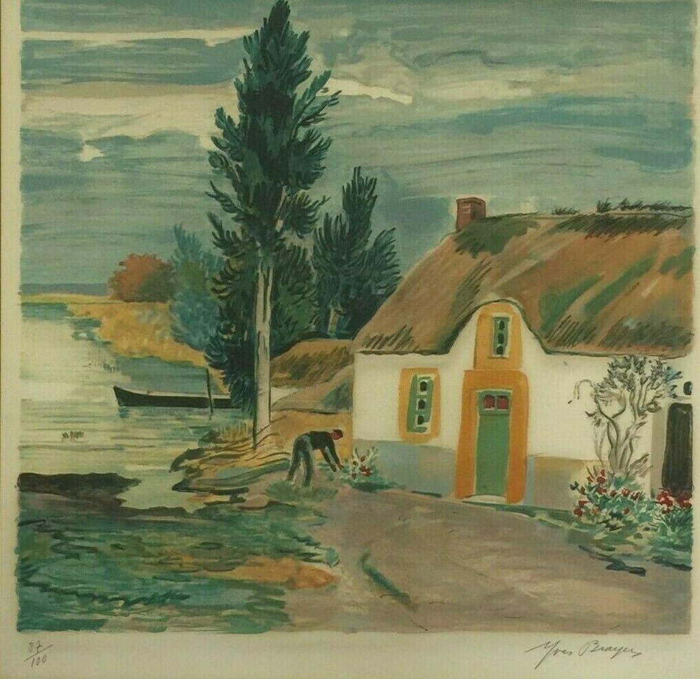 Yves Brayer, Camargue Landscape & House, 20th-Century, Lithograph