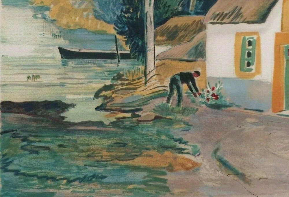 Yves Brayer, Camargue Landscape & House, 20th-Century, Lithograph