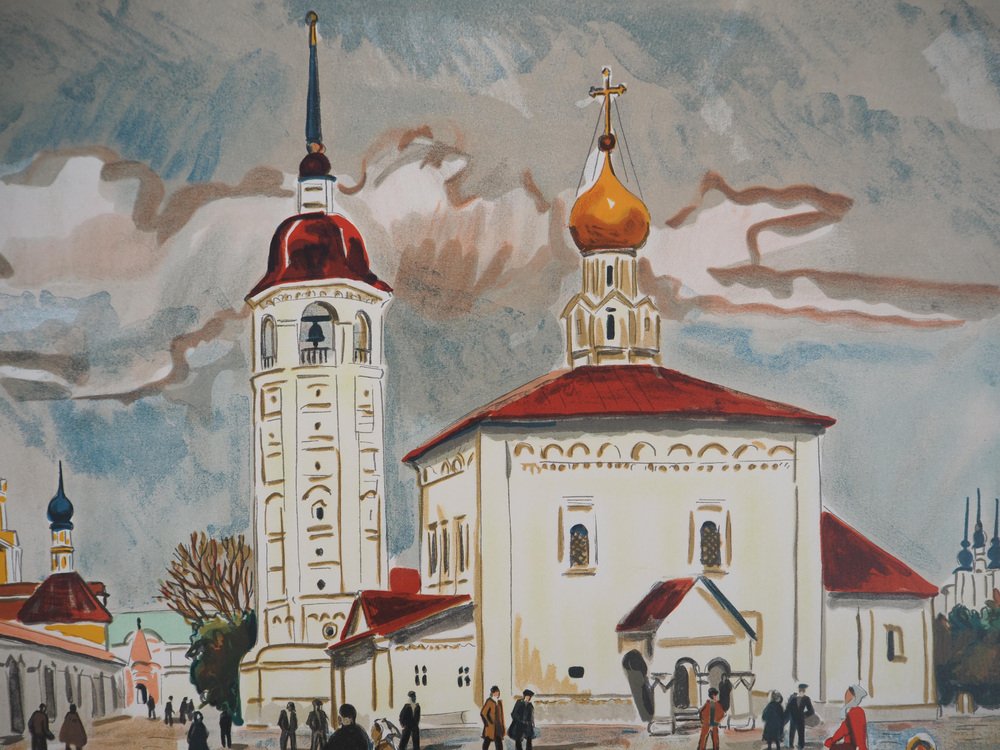 Yves Brayer, Suzdal: The Square, 20th-Century, Original Lithograph