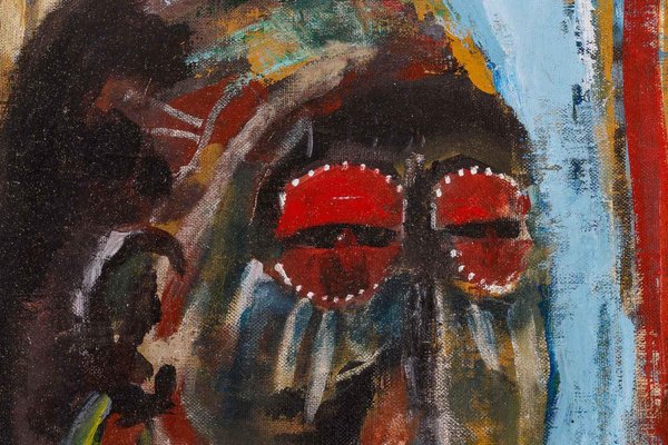 Yves Farbos, African Mask, 1990s, Painting on Cardboard-WFS-1750754