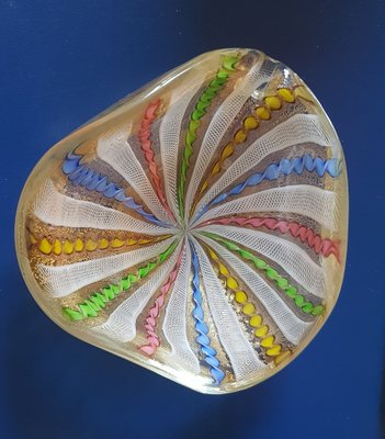 Zanfirico Murano Glass Ashtray or Bowl With Multicoloured Pattern-QDP-1241013