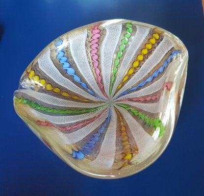 Zanfirico Murano Glass Ashtray or Bowl With Multicoloured Pattern-QDP-1241013