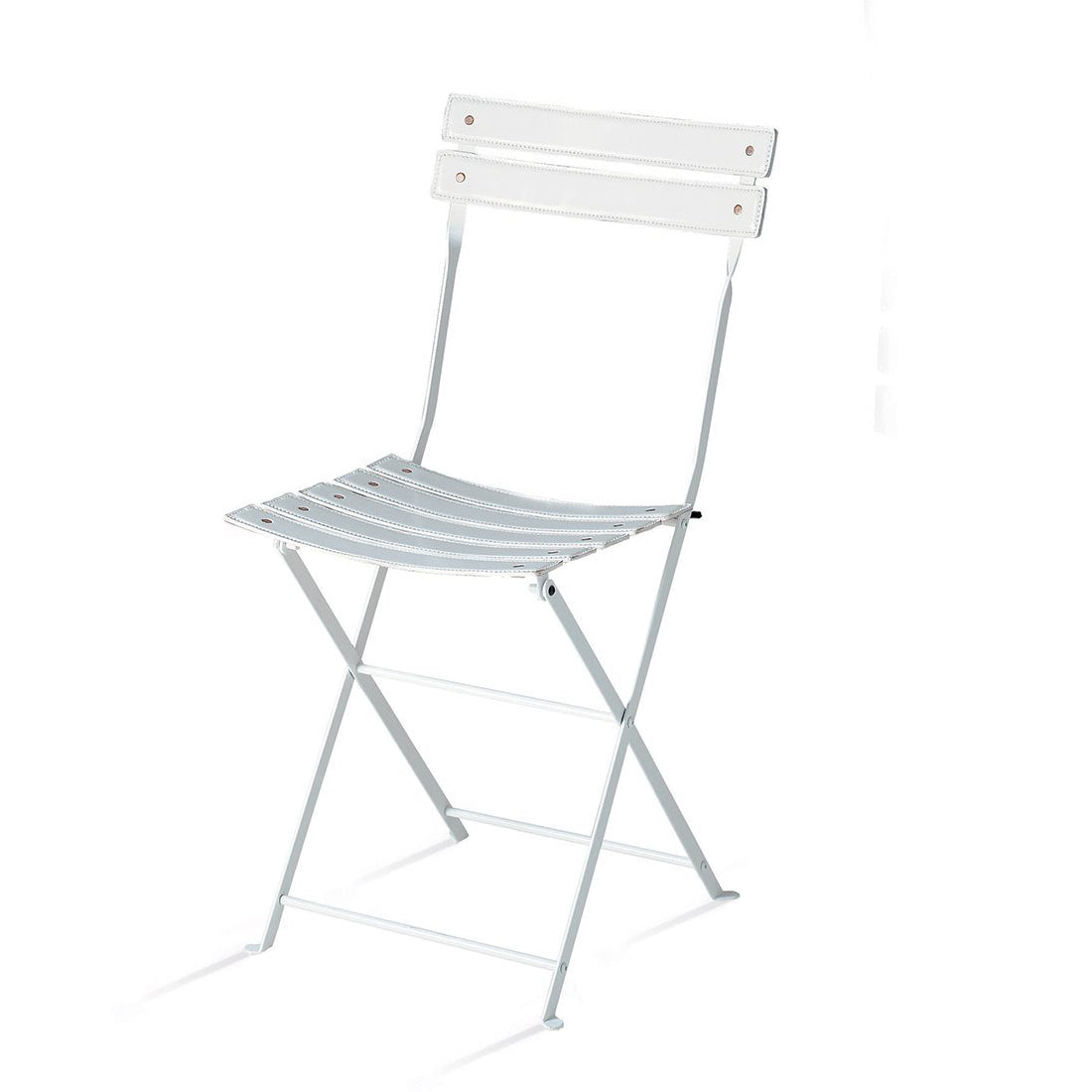 Celestina - Folding Stainless Steel Chair by Zanotta #Painted Steel | White / Cowhide 95 | 0704