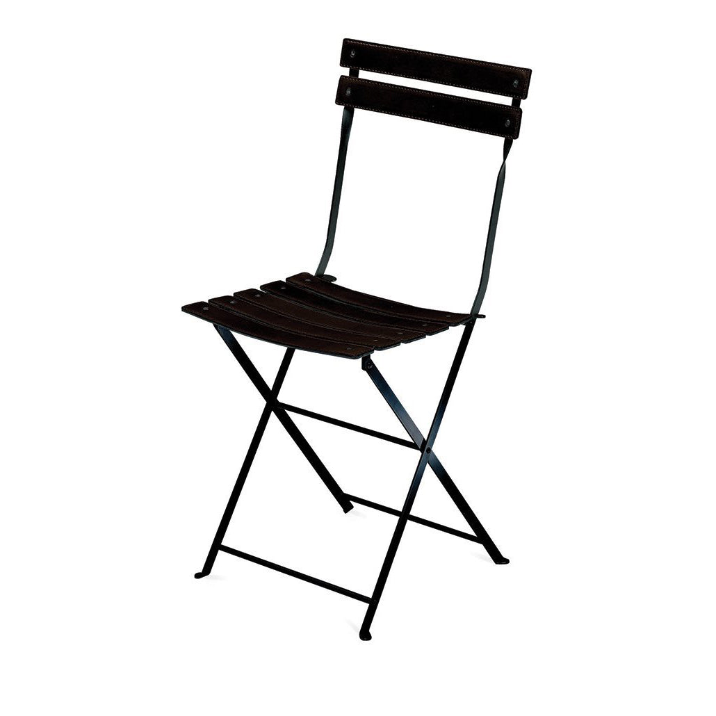 Celestina - Folding Stainless Steel Chair by Zanotta #Painted Steel | Black / Cowhide 95 | 90801 / 0701