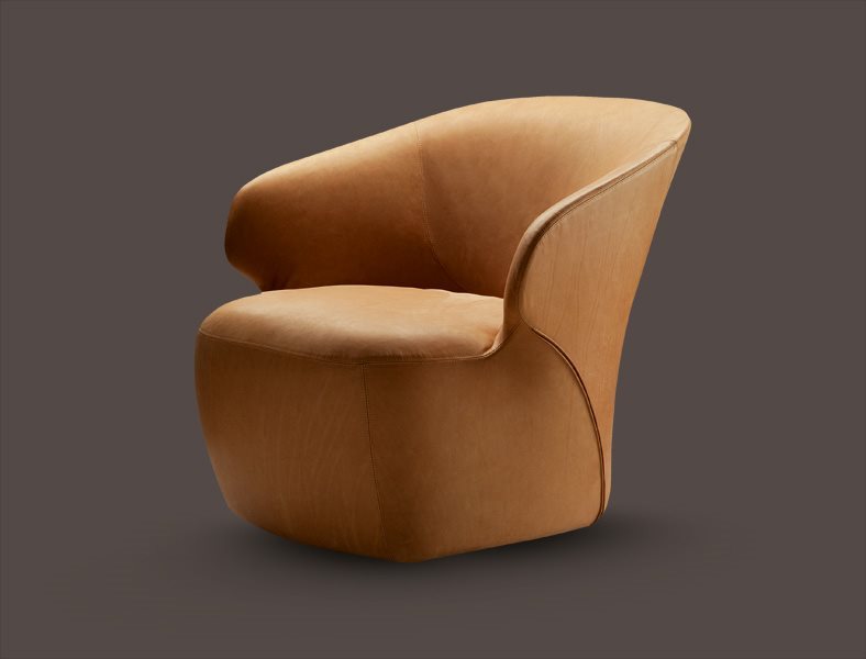 AROM - Upholstered easy chair with removable cover - Pelle Naturale Extra Cat. 99 - 0414