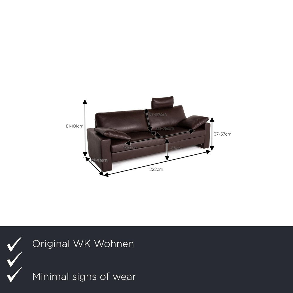 Zara Leather Sofa in Dark Brown from Wk Wohnen