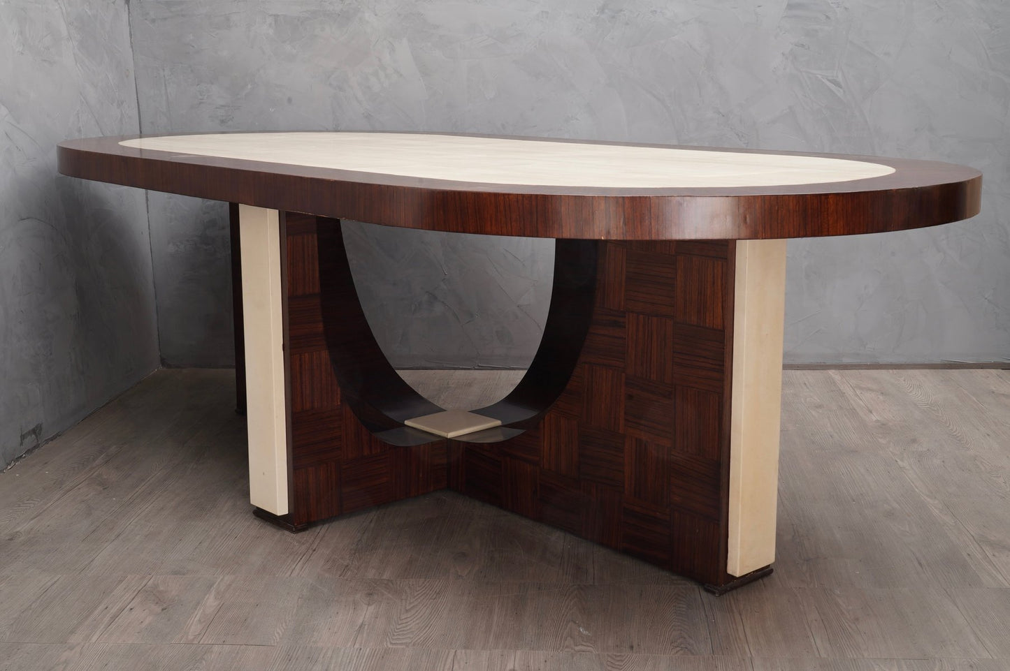 Zebrano Wood and Goatskin Dining Table, 1950s