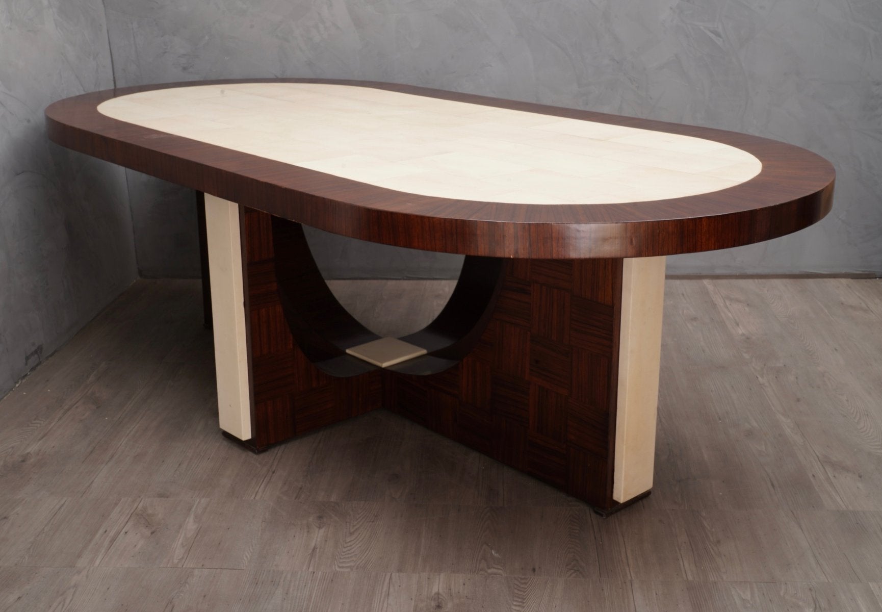 Zebrano Wood and Goatskin Dining Table, 1950s