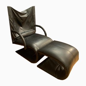 Zen Armchair with Footstool by Claude Brisson for Ligne Roset, France, 1980s, Set of 2-RTR-1016638