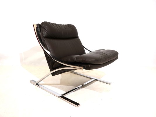 Zeta Leather Armchair by Paul Tuttle for Strässle International, 1970s-HUW-1812808