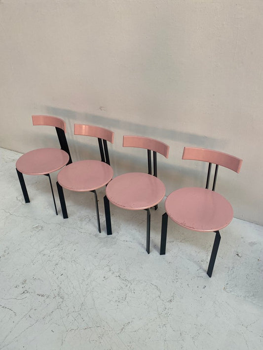 Zeta Pink Dining Chairs by Harvink, 1980s, Set of 4