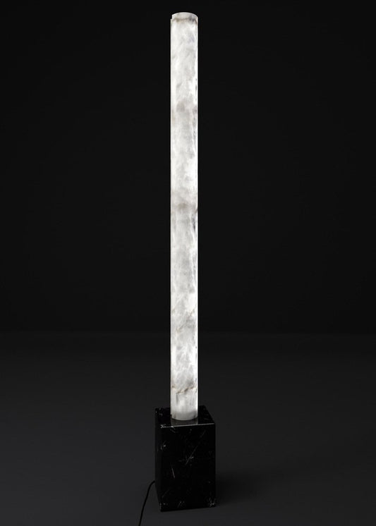 Zeus Black Marquinia Marble Floor Lamp by Alabastro Italiano